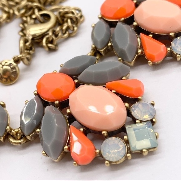 J. Crew Gray & Orange Jeweled Necklace - Picture 3 of 4